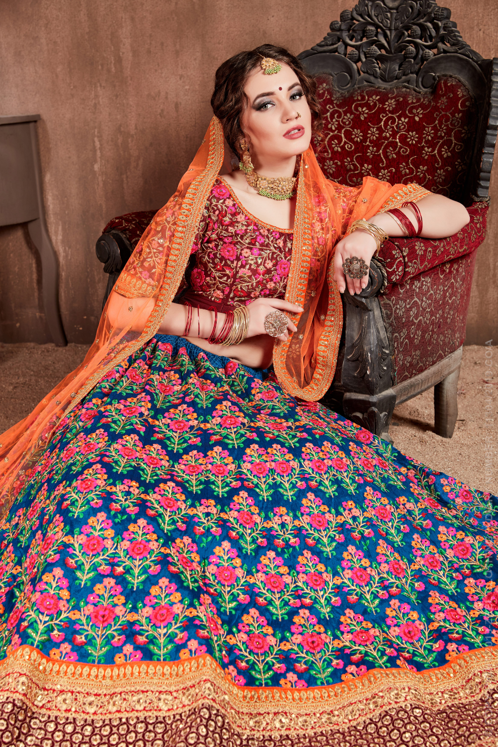 Luxurious Embroidered Mulberry Silk Bridal Lehenga Choli with Dupatta