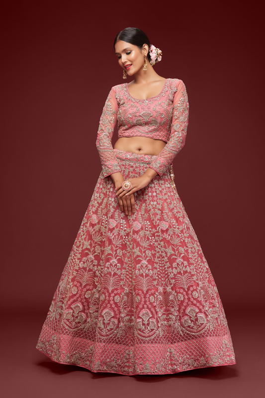 Trendy Net Dori Embroidered Lehenga Choli for Wedding