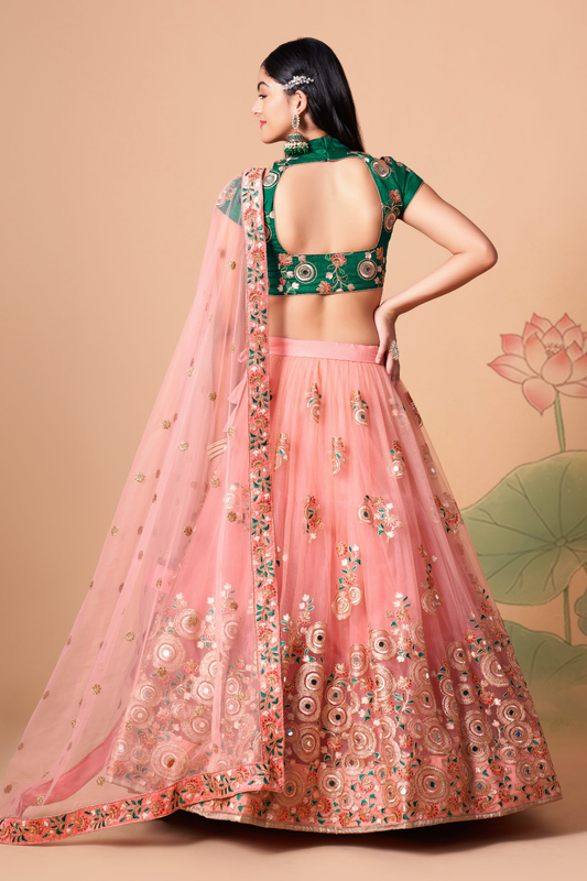 Exquisite Mirror Work Lehenga with Thread, Zari, Dori & Sequins Embroidery