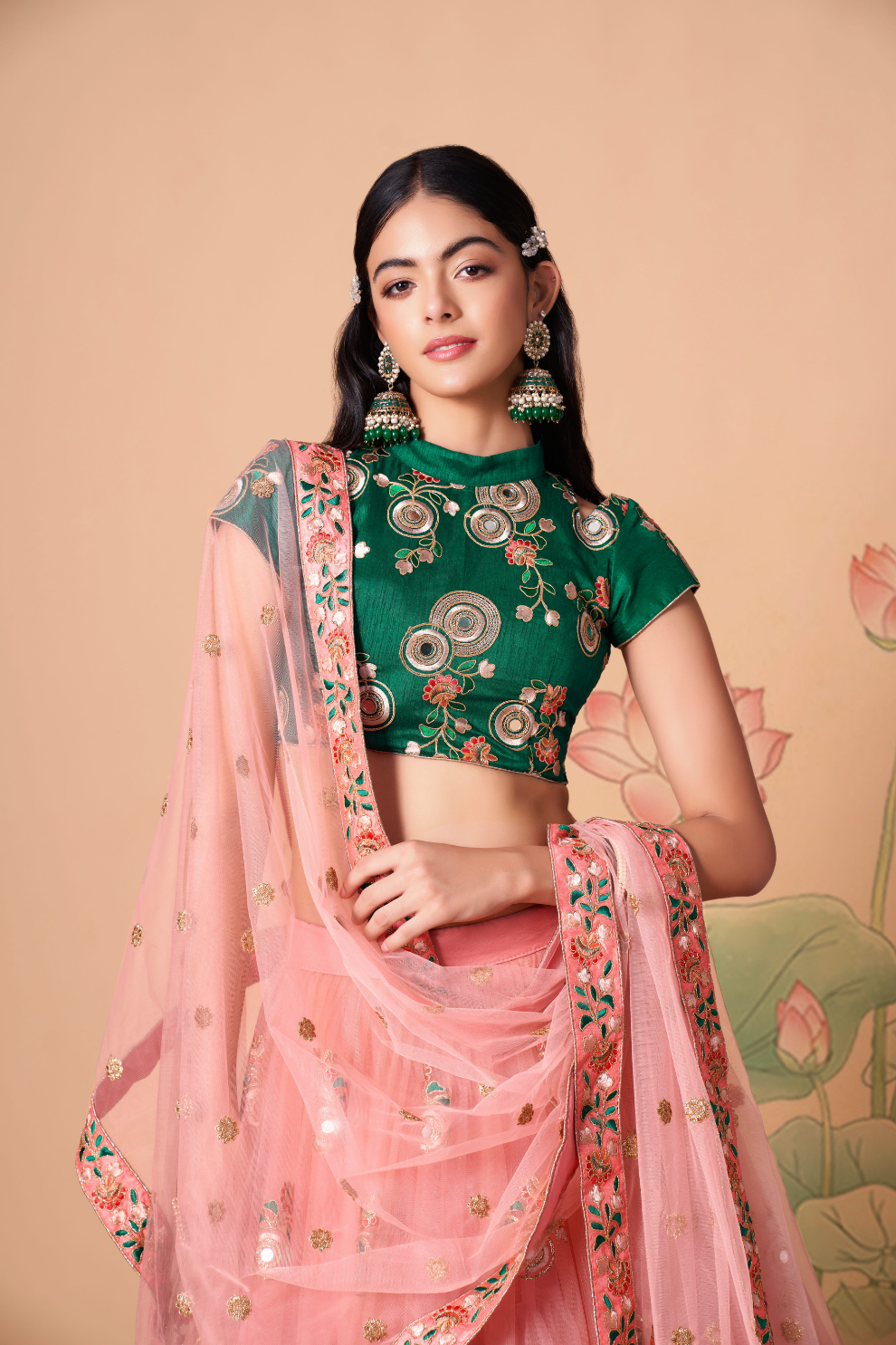 Exquisite Mirror Work Lehenga with Thread, Zari, Dori & Sequins Embroidery