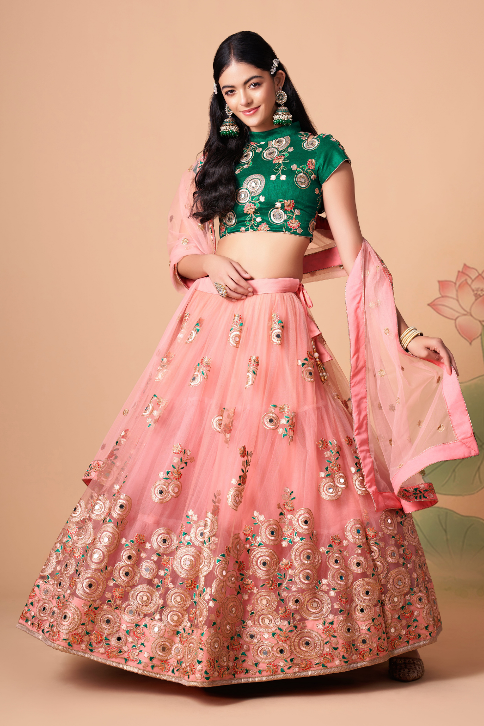 Exquisite Mirror Work Lehenga with Thread, Zari, Dori & Sequins Embroidery