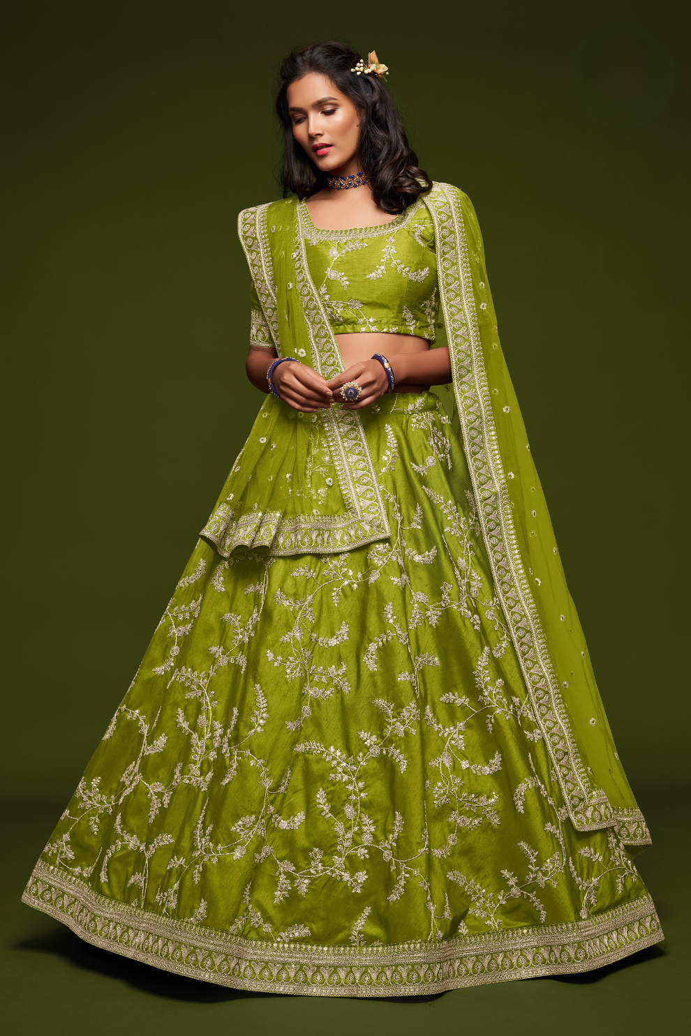 Thread Embroidered Silk Wedding Wear Lehenga Choli