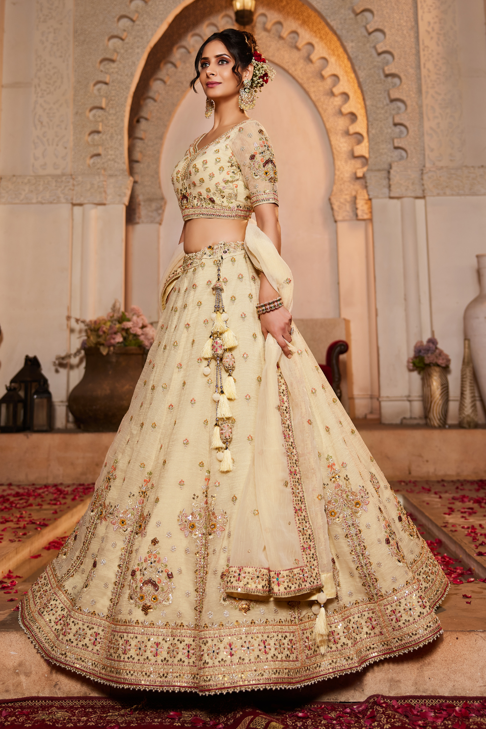 Tissue Lehenga Choli & Dupatta with Sequin Embroidery