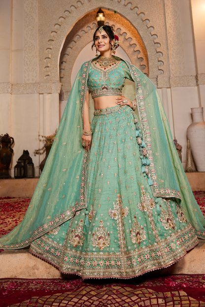 Tissue Lehenga Choli & Dupatta with Sequin Embroidery