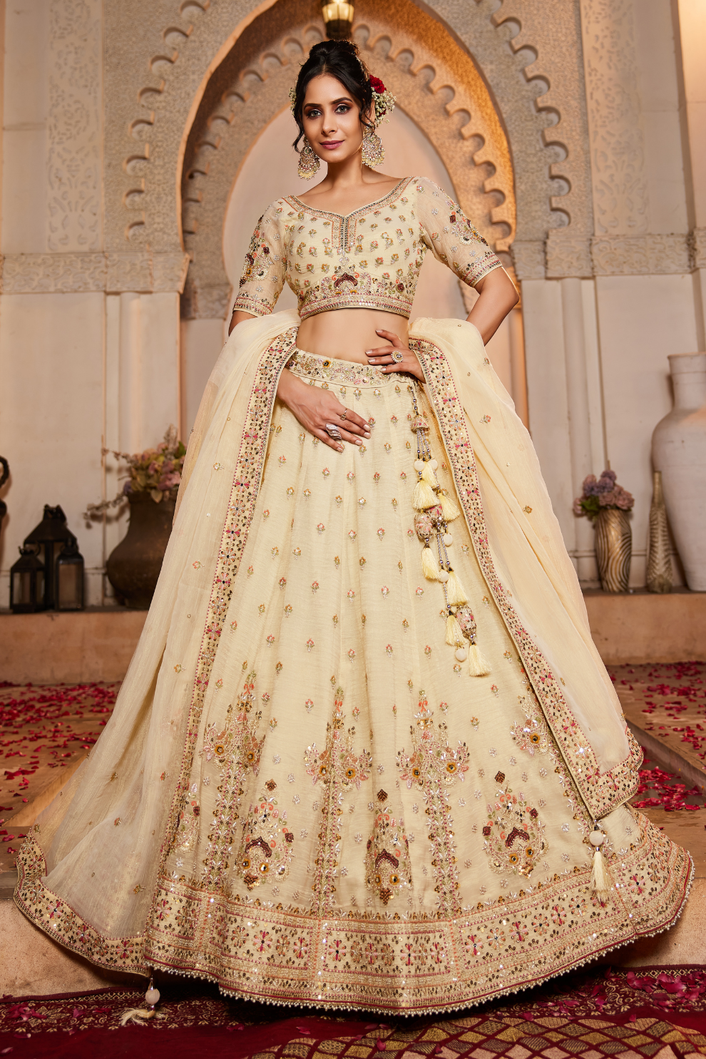 Tissue Lehenga Choli & Dupatta with Sequin Embroidery