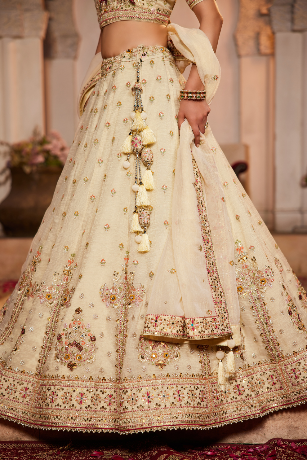Tissue Lehenga Choli & Dupatta with Sequin Embroidery