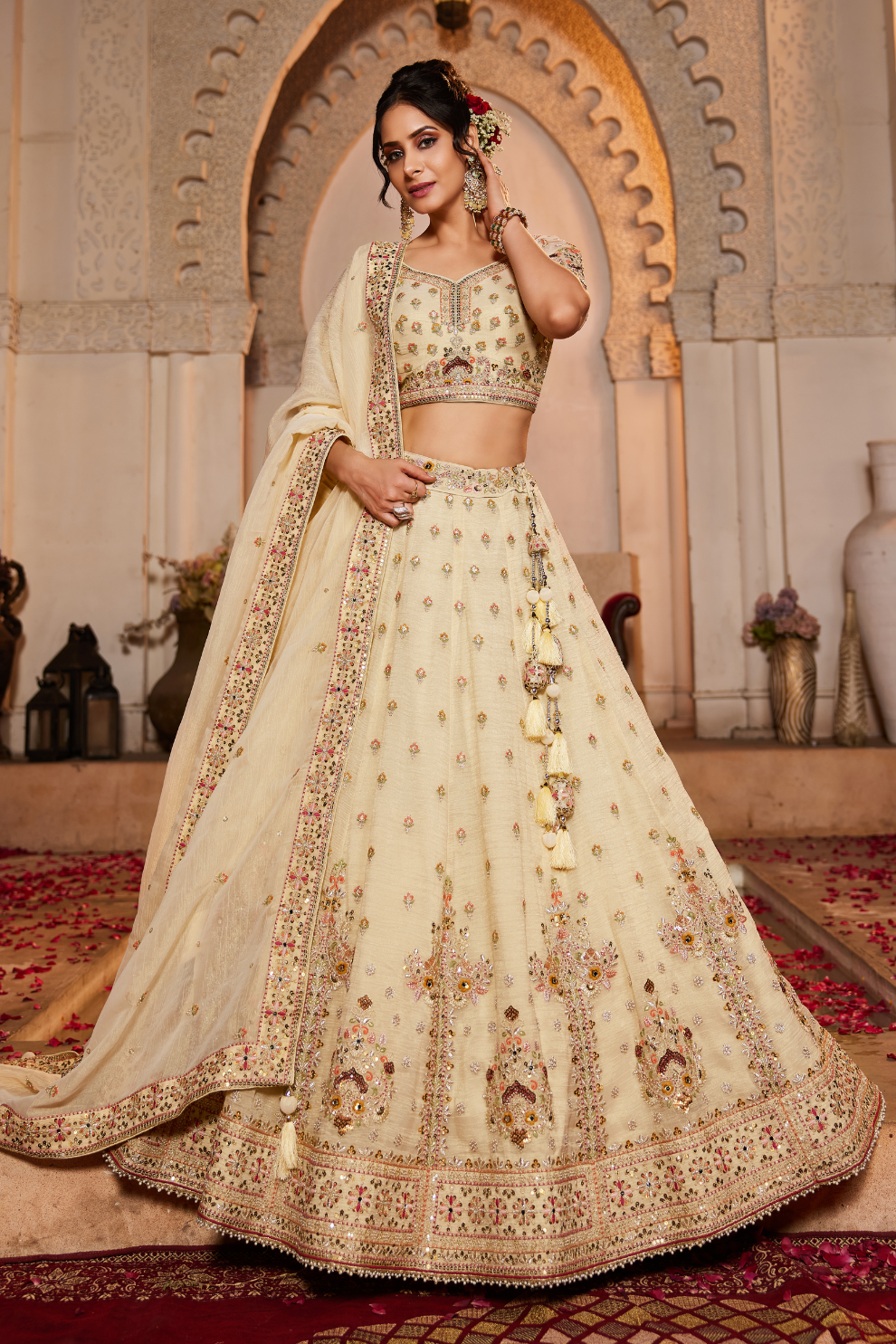 Tissue Lehenga Choli & Dupatta with Sequin Embroidery