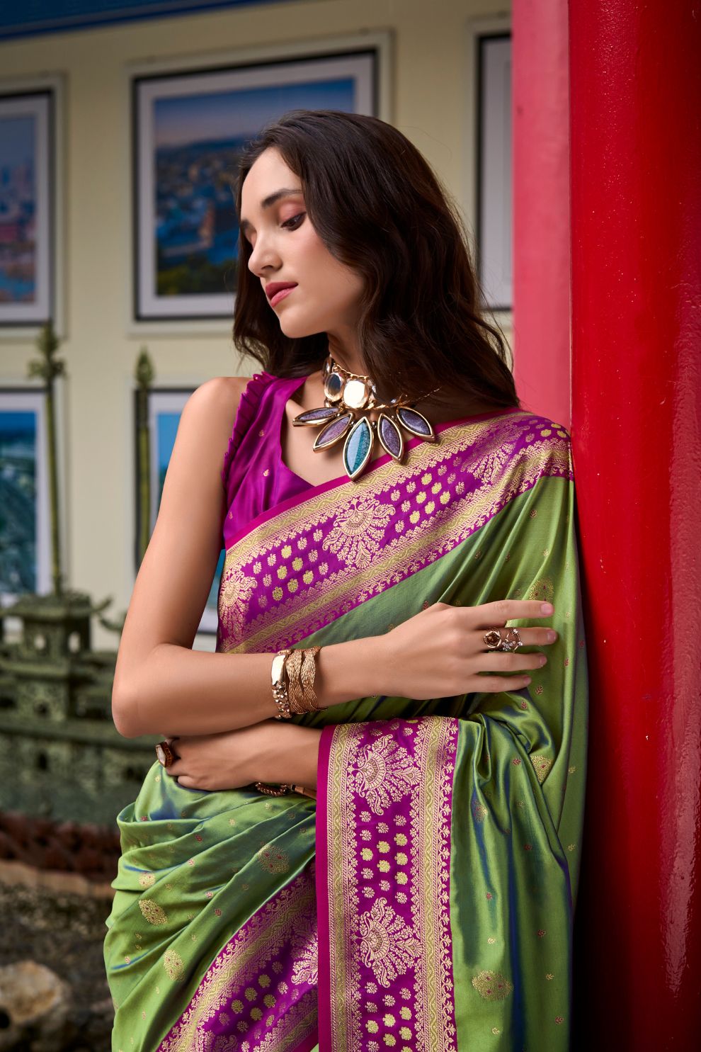 Silken Sparkle Tissue Saree Lightweight Charm with Luxurious Shine - LaVante Fashion