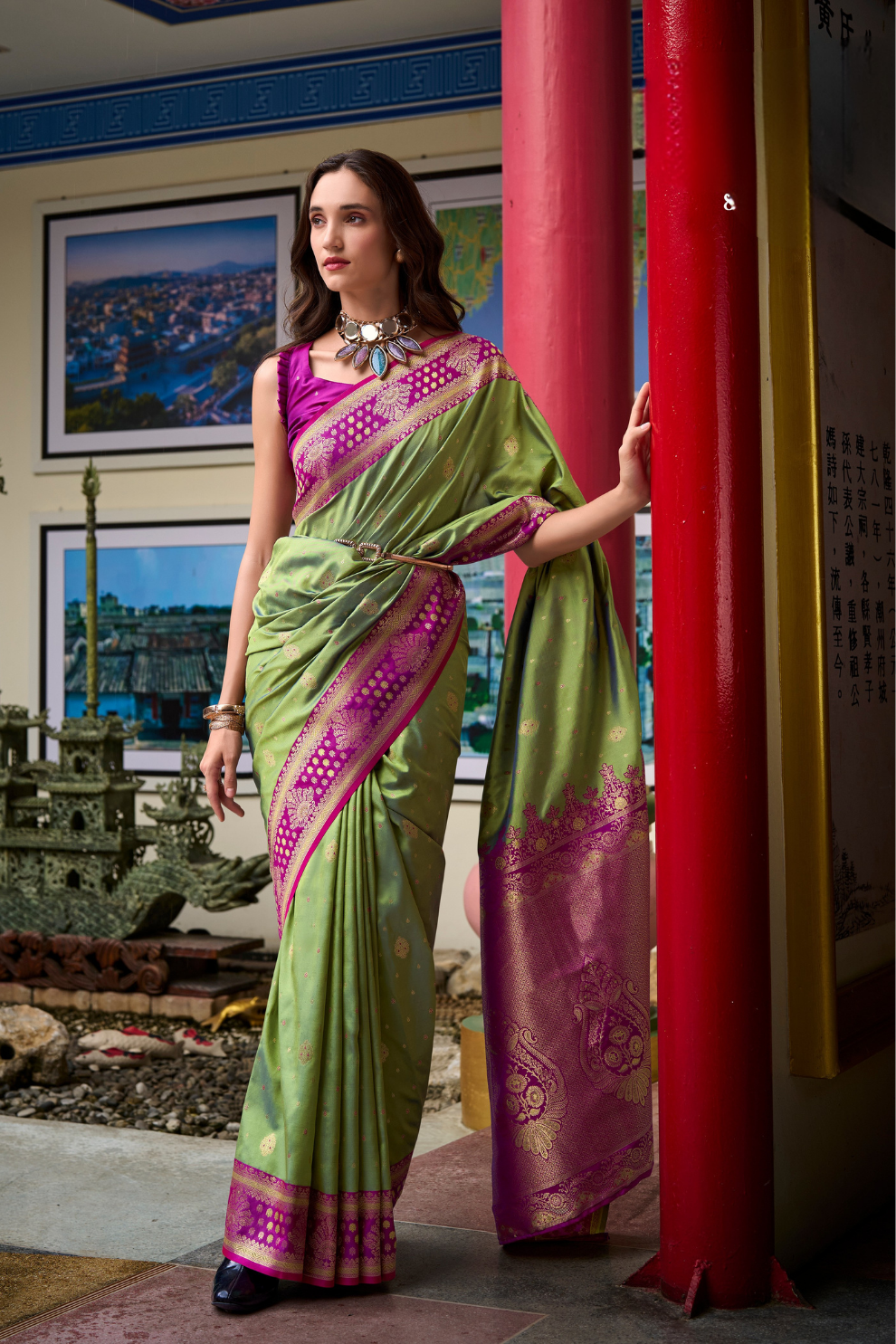 Silken Sparkle Tissue Saree Lightweight Charm with Luxurious Shine - LaVante Fashion