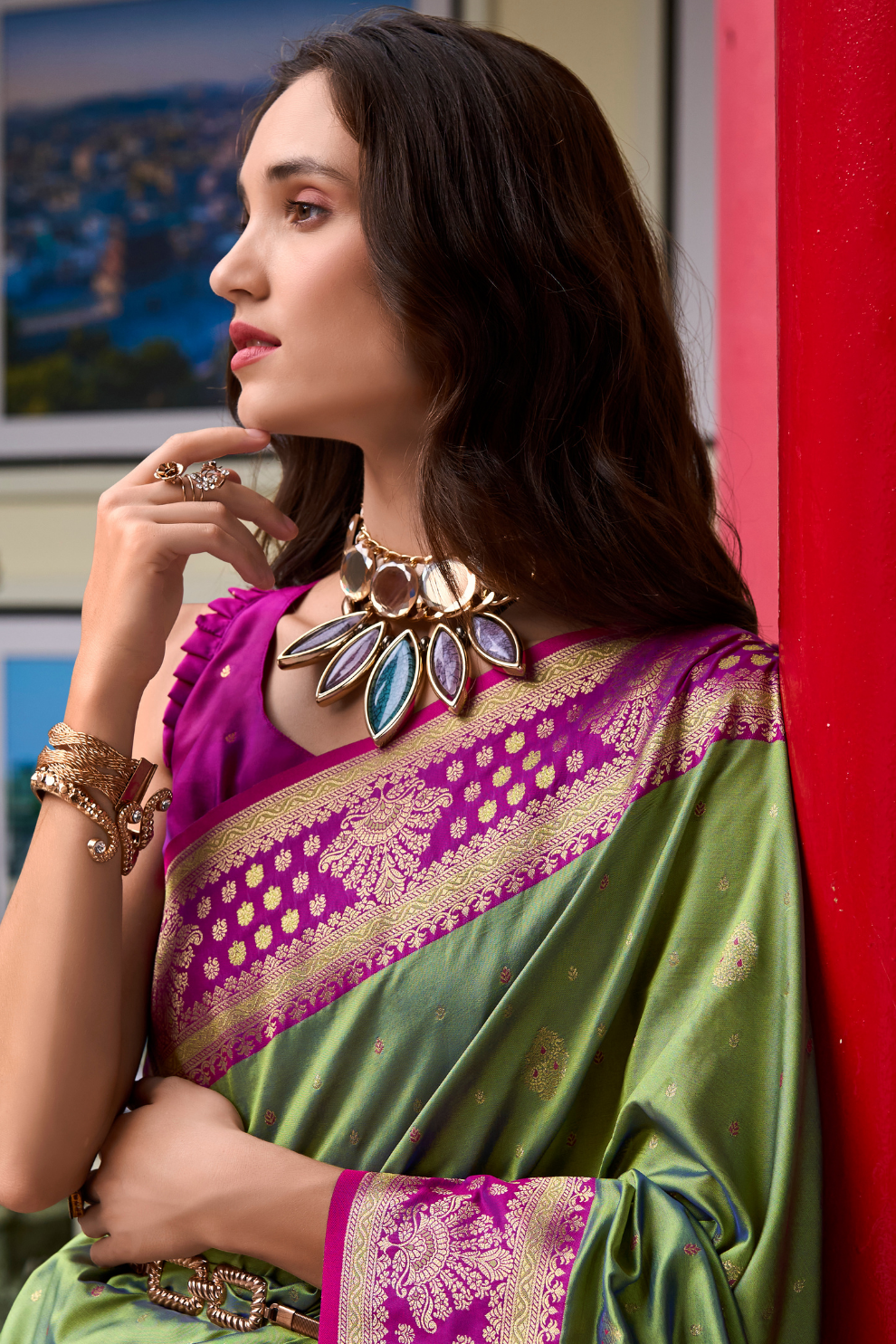 Silken Sparkle Tissue Saree Lightweight Charm with Luxurious Shine - LaVante Fashion