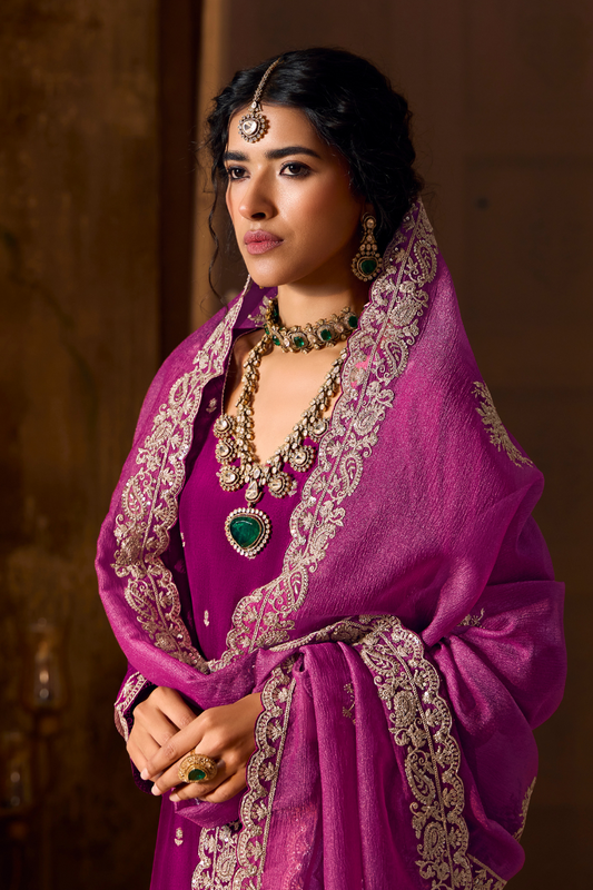 Bamberg Silk Salwar Suit with Elegant Eid Embroidery Design