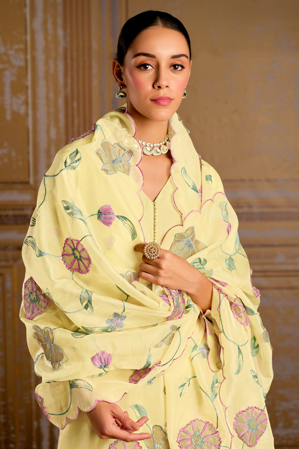 Traditional Embroidered Straight Salwar Suit in Elegant Style