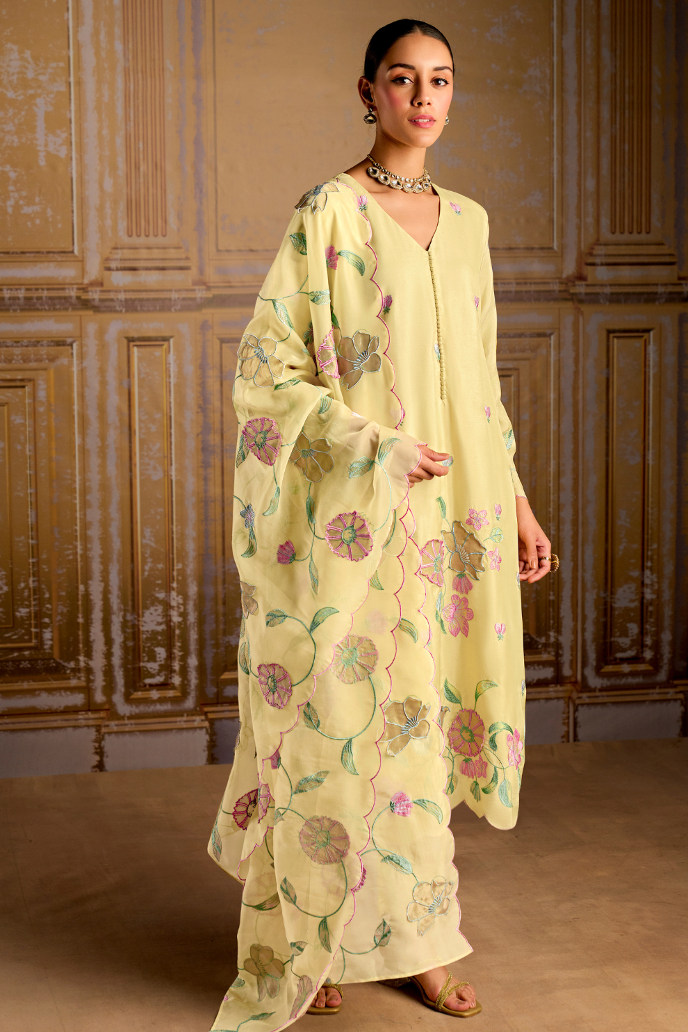 Traditional Embroidered Straight Salwar Suit in Elegant Style