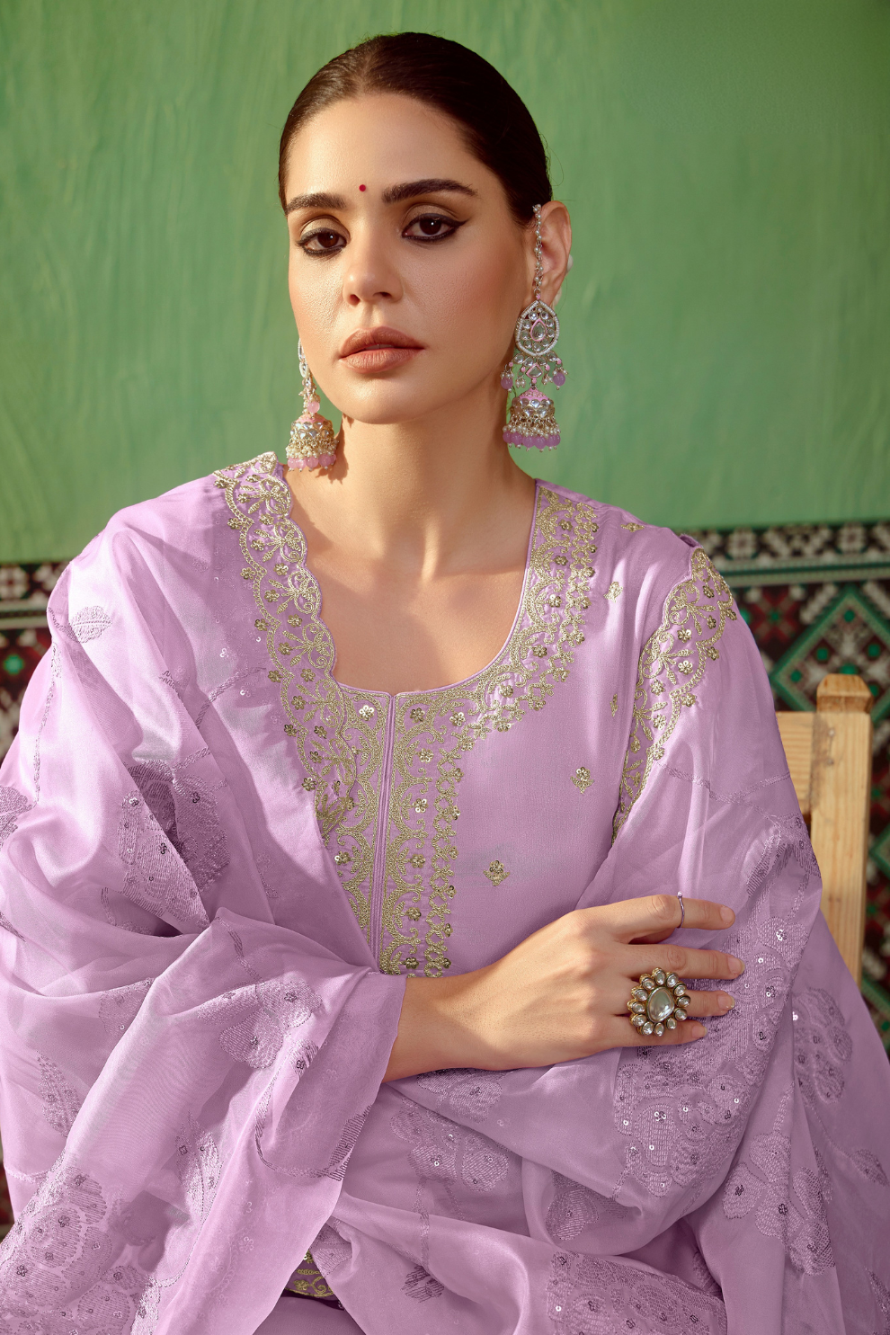 Pure Bamber Silk Embroidered Salwar Suit for Festive Elegance