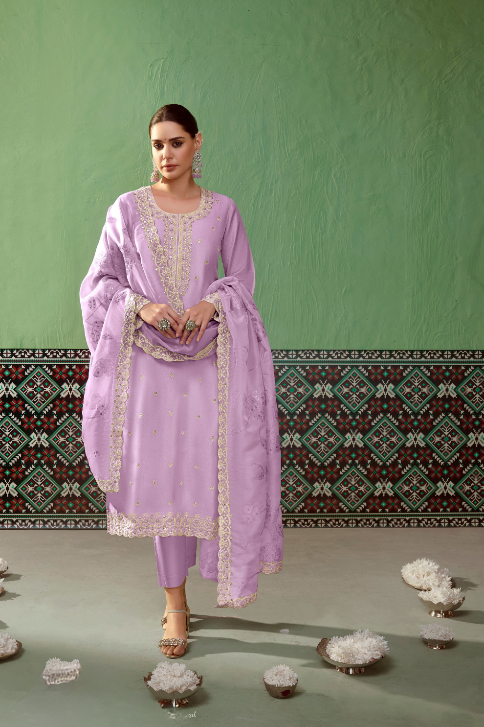 Pure Bamber Silk Embroidered Salwar Suit for Festive Elegance