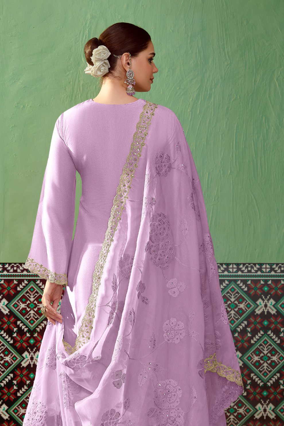 Pure Bamber Silk Embroidered Salwar Suit for Festive Elegance