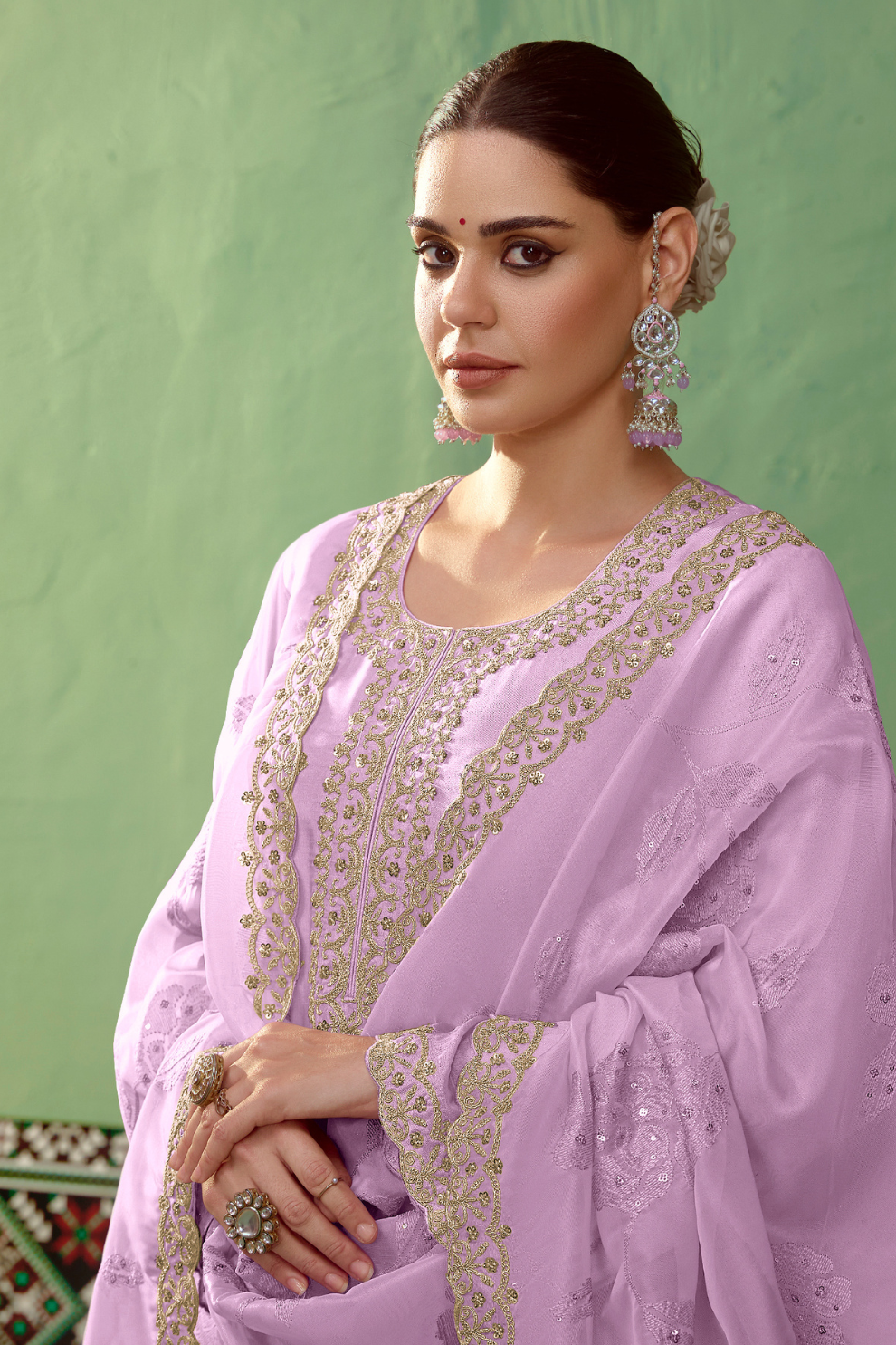 Pure Bamber Silk Embroidered Salwar Suit for Festive Elegance