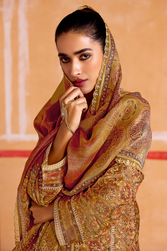 Pure Muslin Straight Salwar Suit with Ceremonial Pitta Embroidery