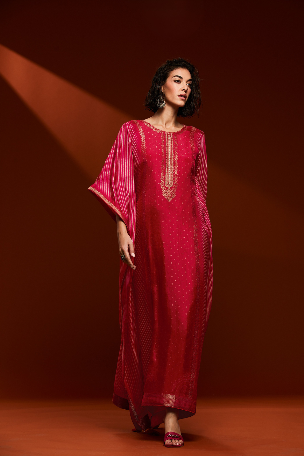 Viscose Bandhani Handwork Kaftan with Digital Print