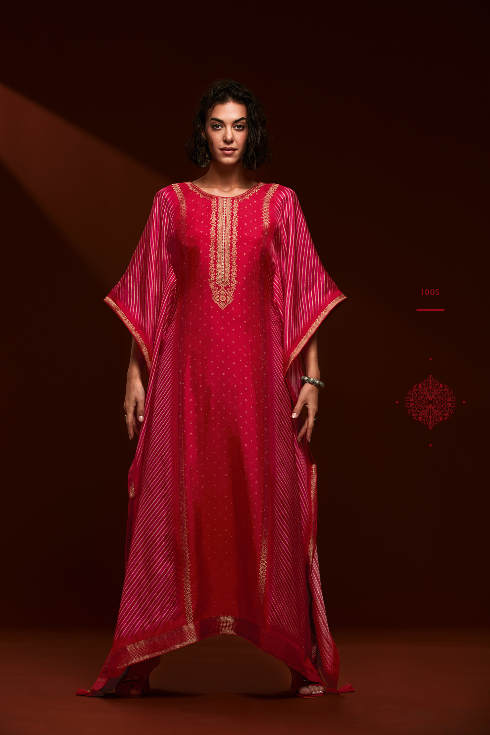 Viscose Bandhani Handwork Kaftan with Digital Print