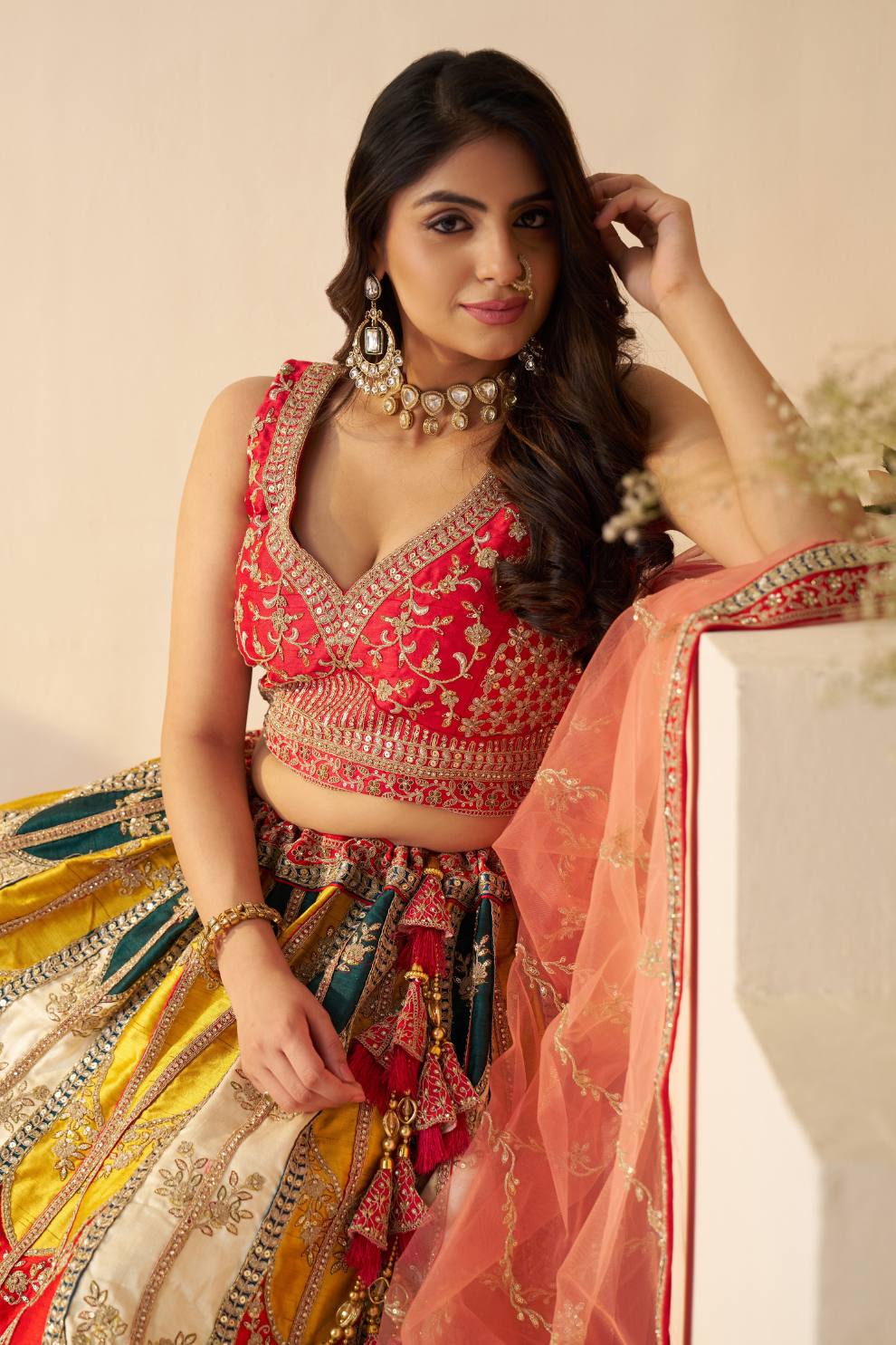 Radiant Multicolor Zari Lehenga – A Showstopper for Brides & Haldi Moments