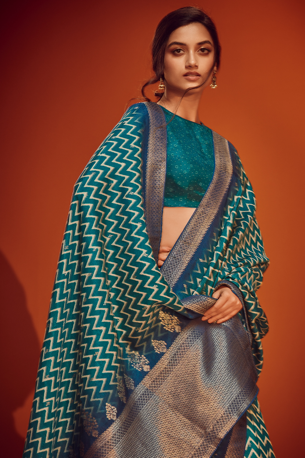 Designer Viscose Woven Saree and Digital Print Blouse