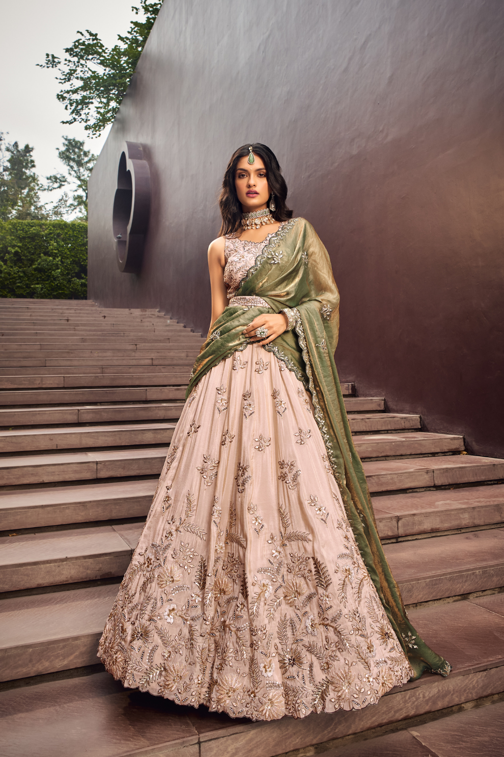 Viscose Fabric Sequins Work Semi-Stitched Lehenga Choli Dupatta