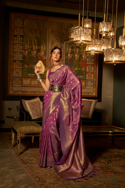 Zari Banarasi Saree with Ethnic Motifs Woven Design
