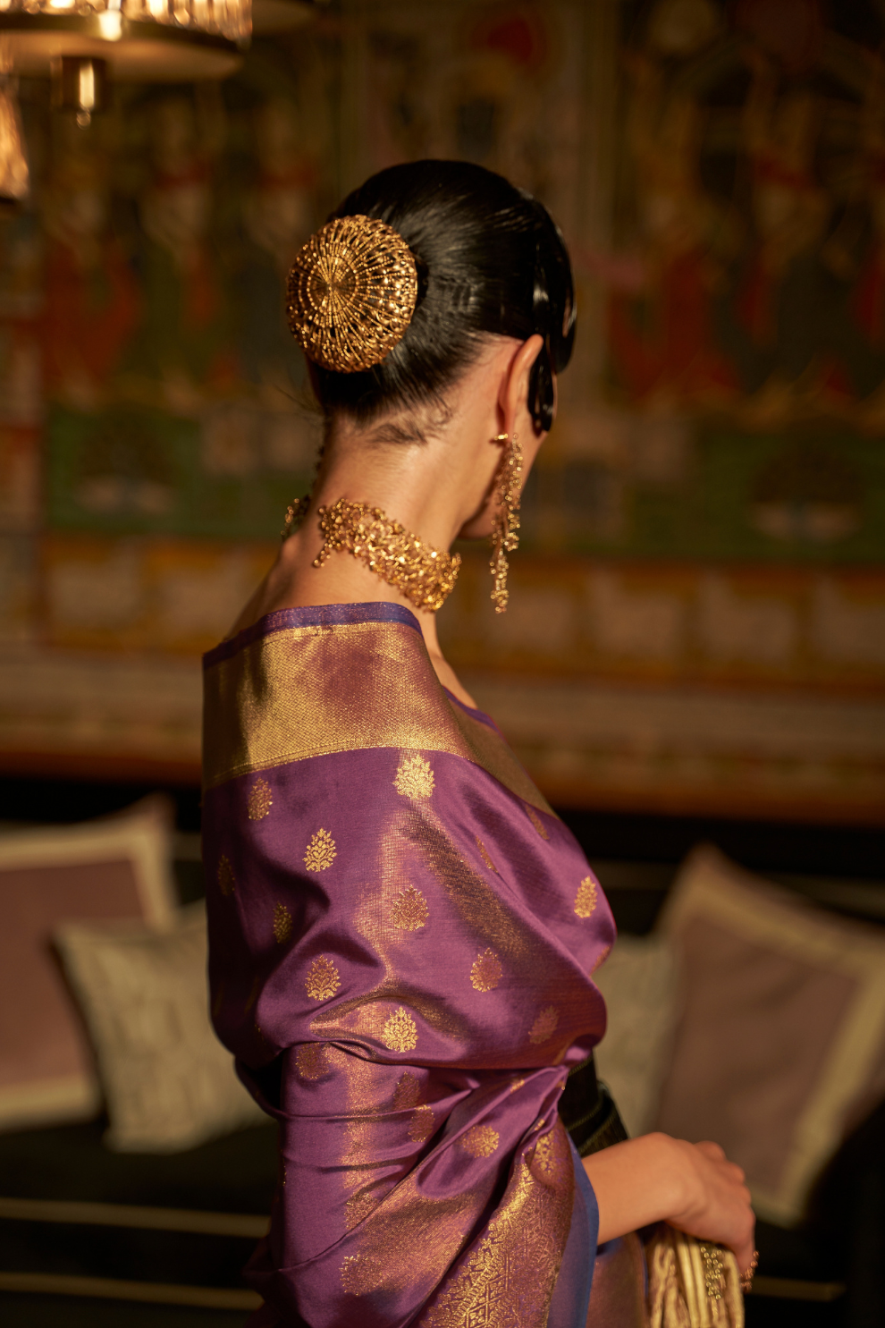 Zari Banarasi Saree with Ethnic Motifs Woven Design