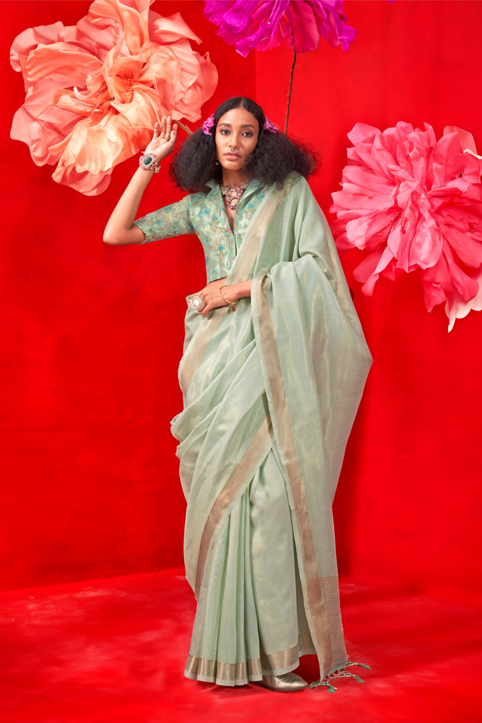 Tissue Handloom Silk Saree with Elegant Traditional Finish