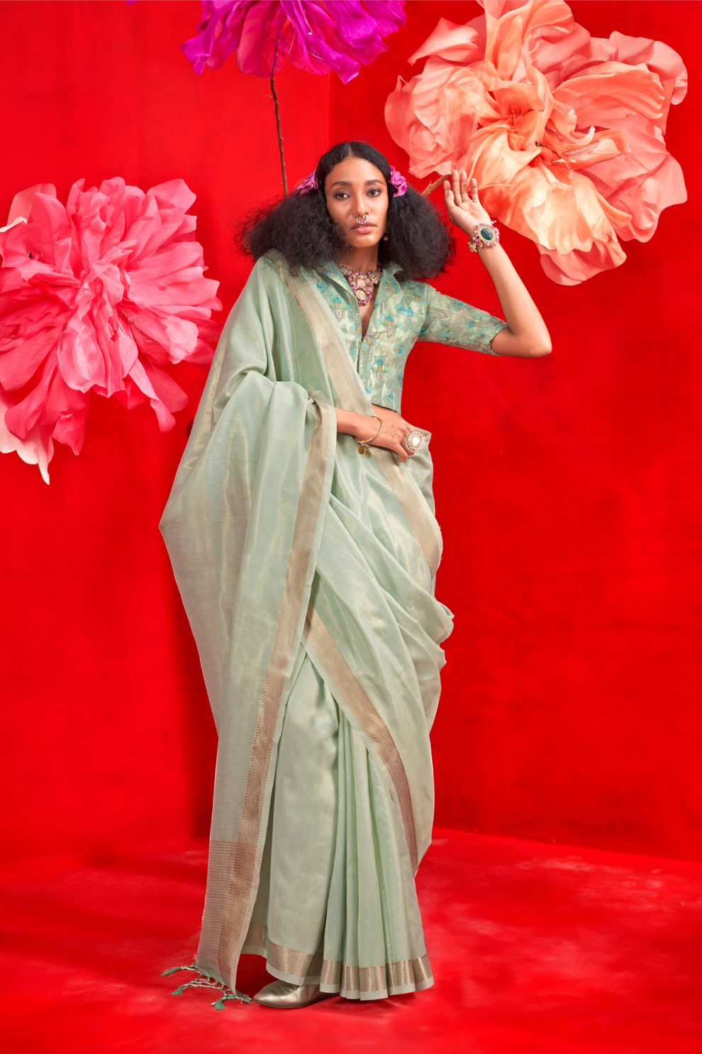 Tissue Handloom Silk Saree with Elegant Traditional Finish