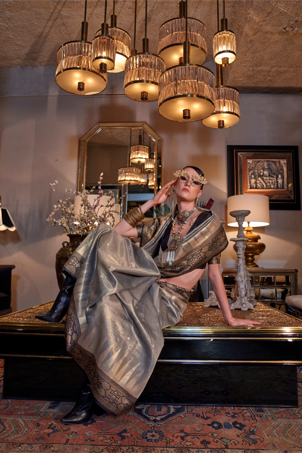 Tissue Silk Saree with Intricate Handloom Weaving Art