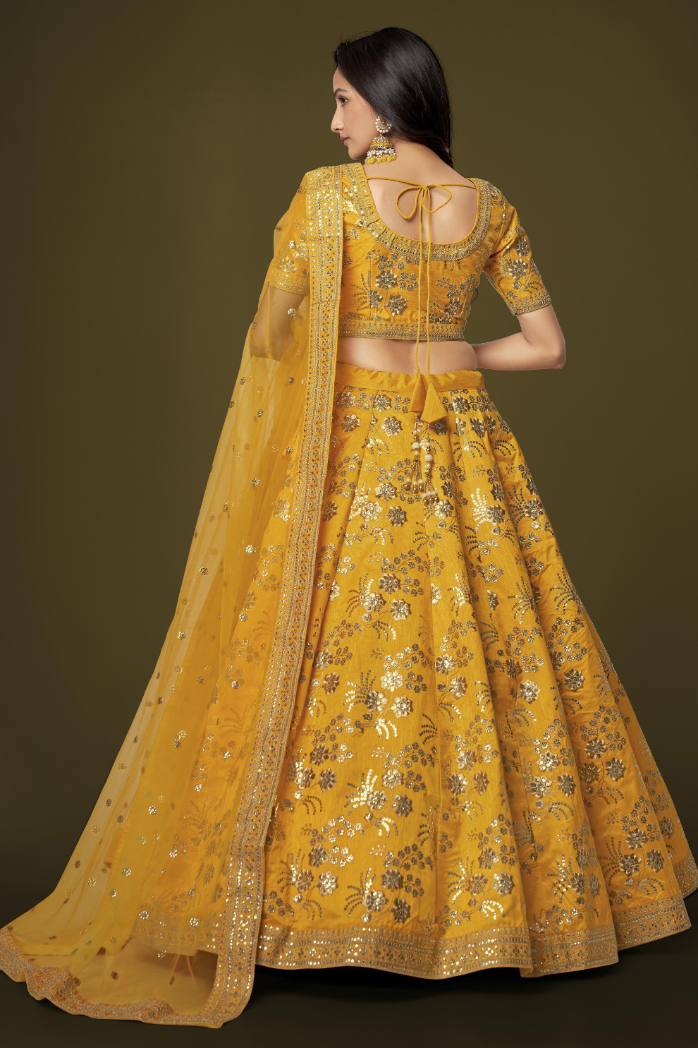 Traditional Slub Silk Lehenga Choli with Sequin Detailing