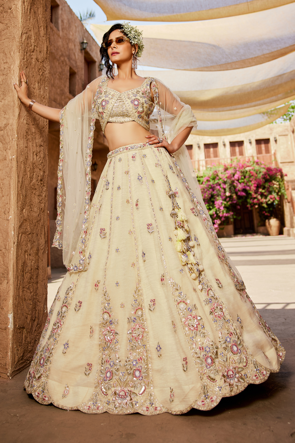 Designer Tissue Lehenga Choli & Dupatta Featuring Sequins Work