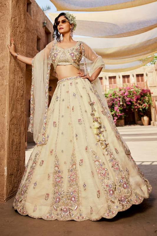 Designer Tissue Lehenga Choli & Dupatta Featuring Sequins Work