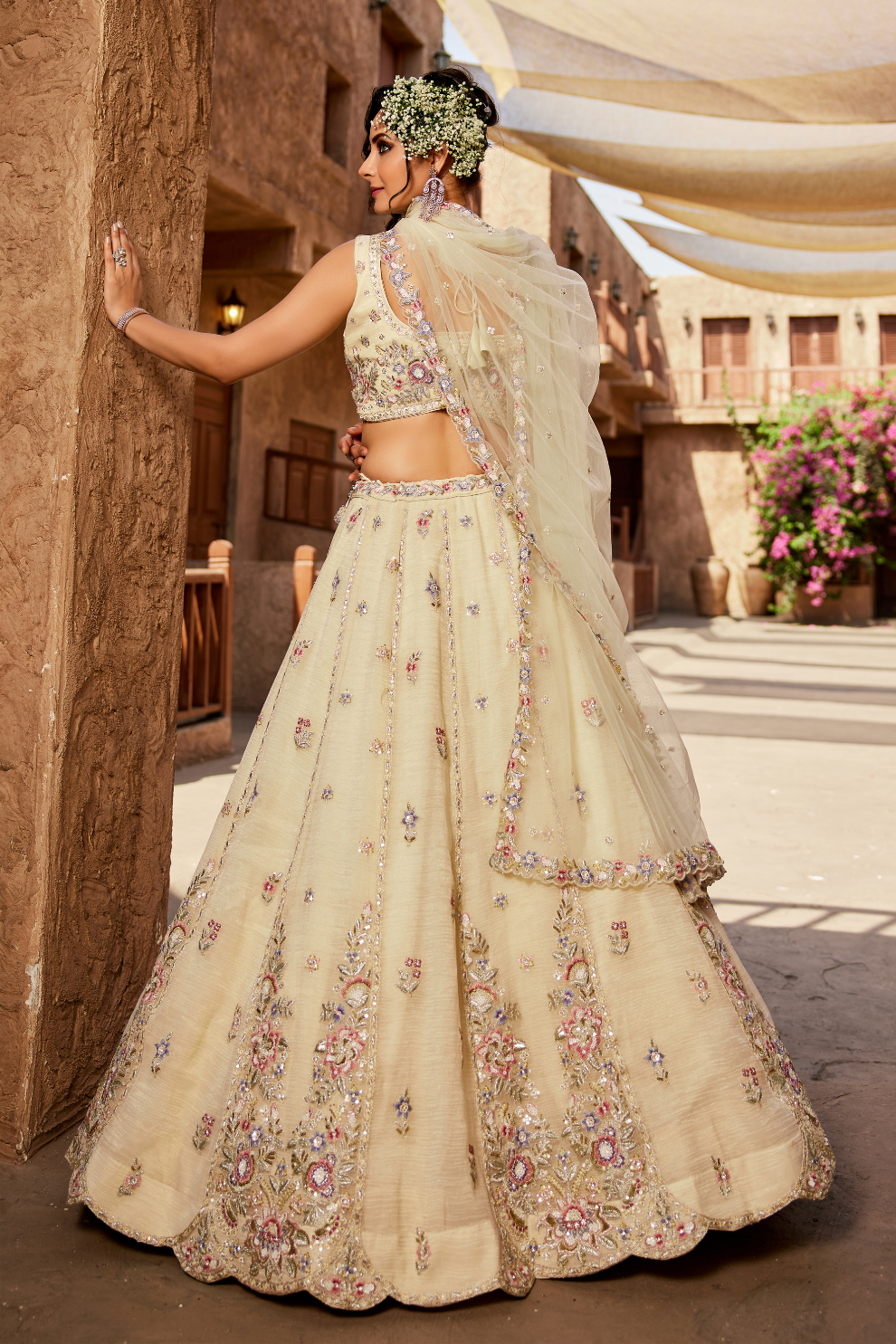 Designer Tissue Lehenga Choli & Dupatta Featuring Sequins Work