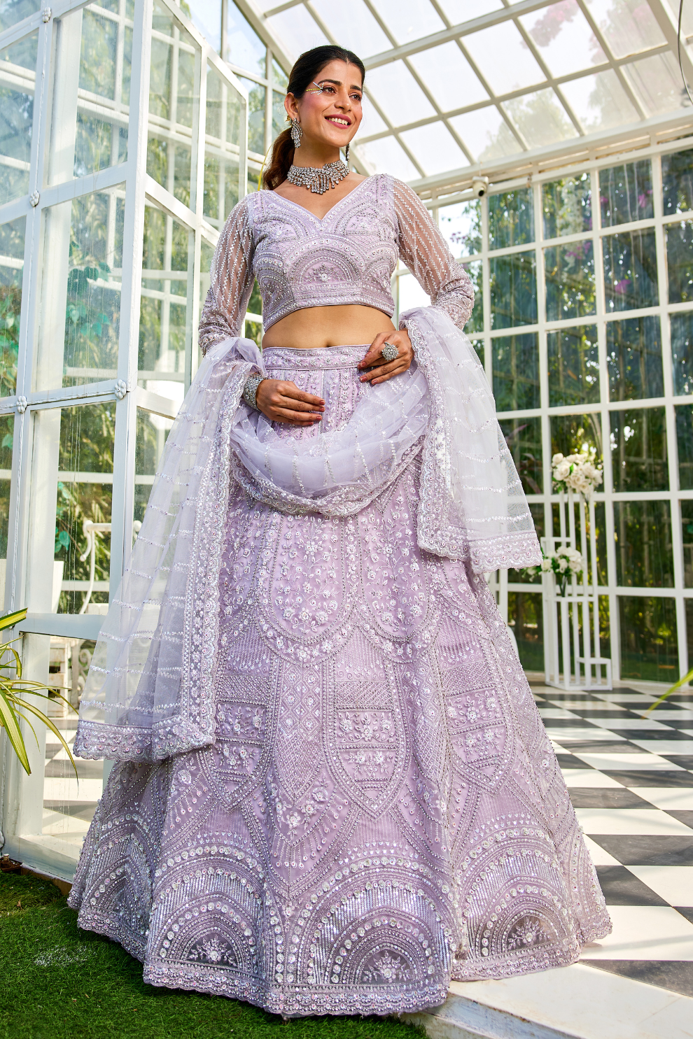 Graceful Net Lehenga Choli Ensemble with Beads