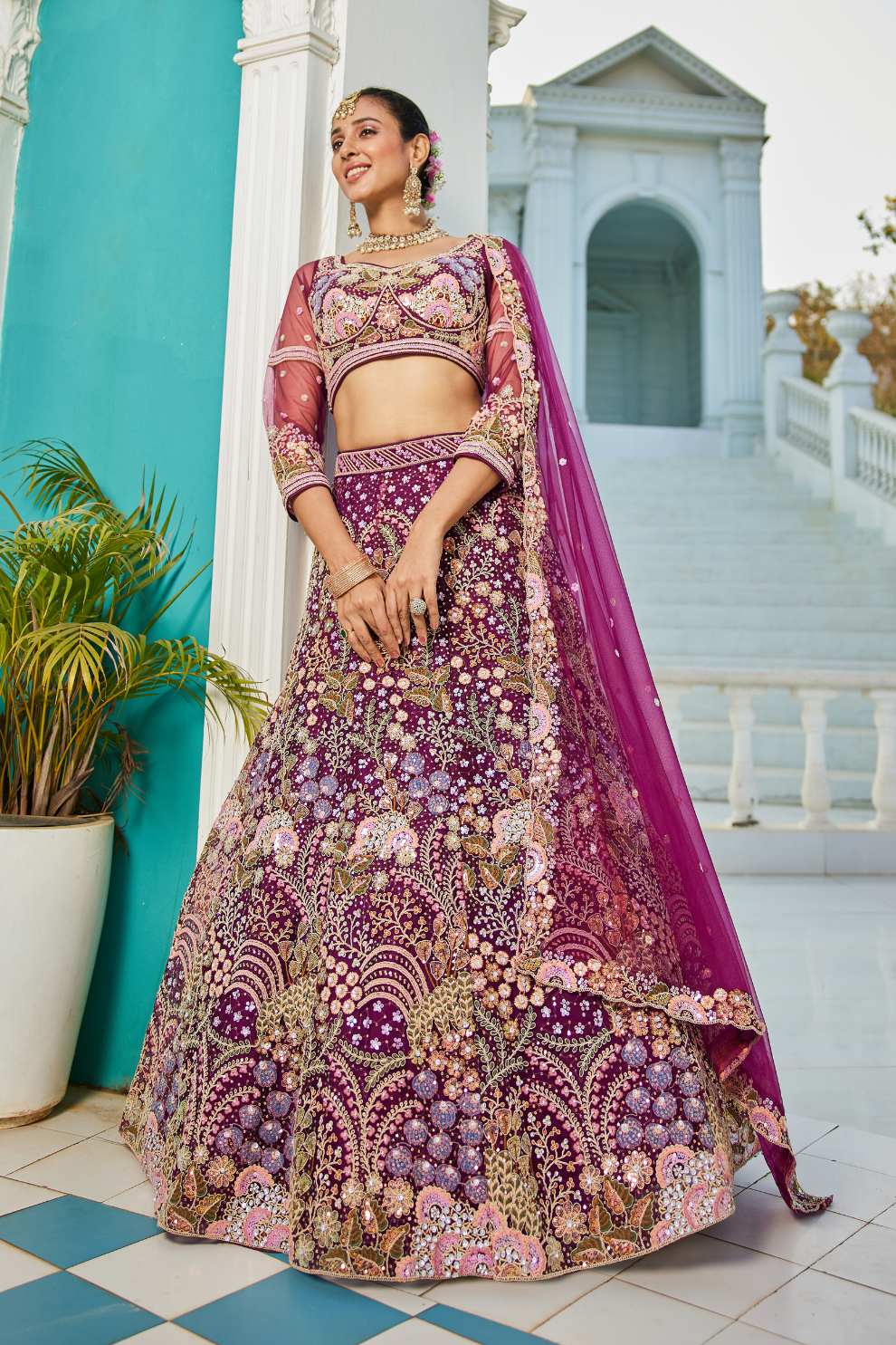 Designer Net Lehenga Choli with Coding and Zarkan Embroidery