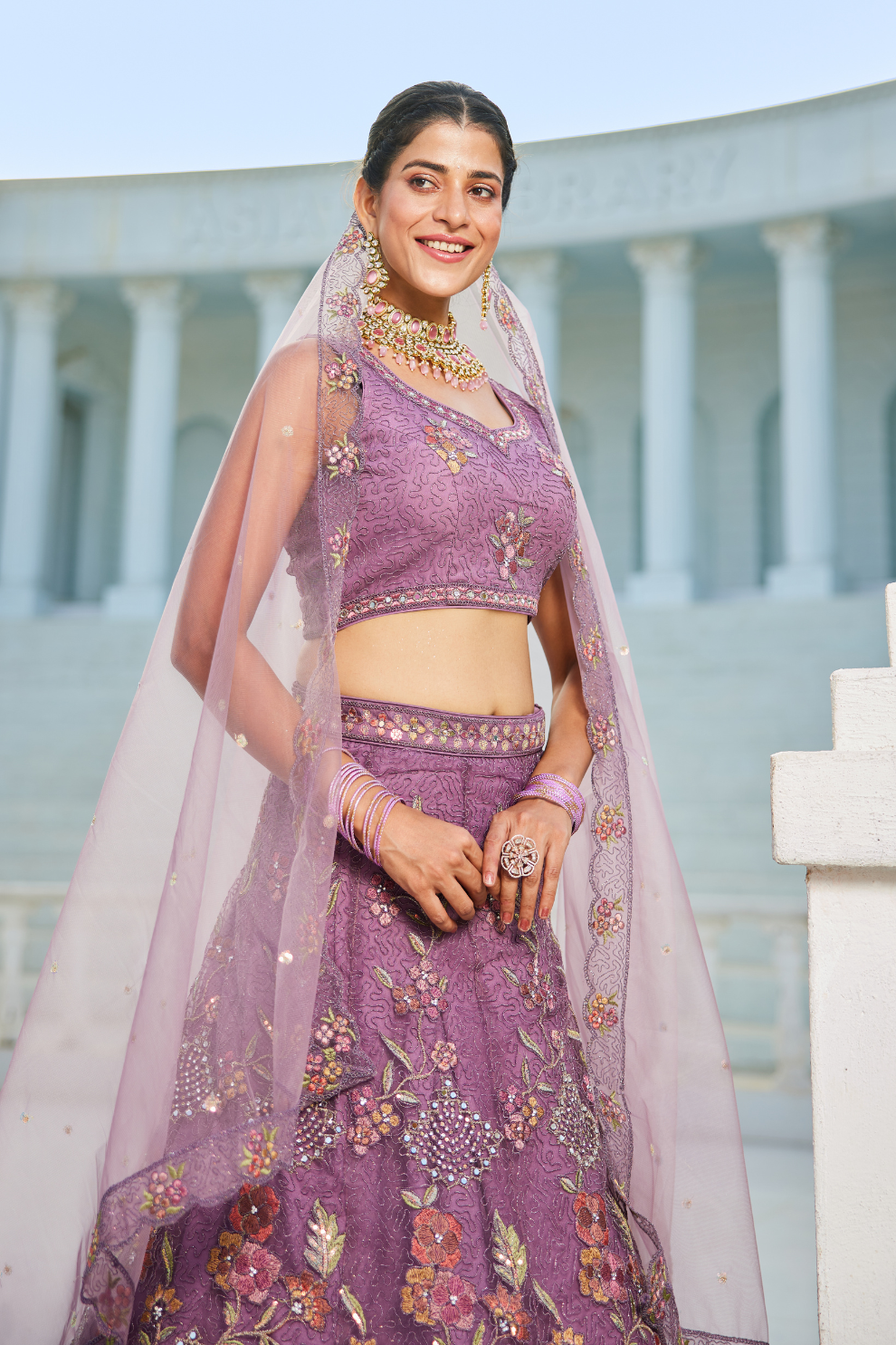 Designer Net Lehenga Choli & Dupatta with Handcrafted Coding