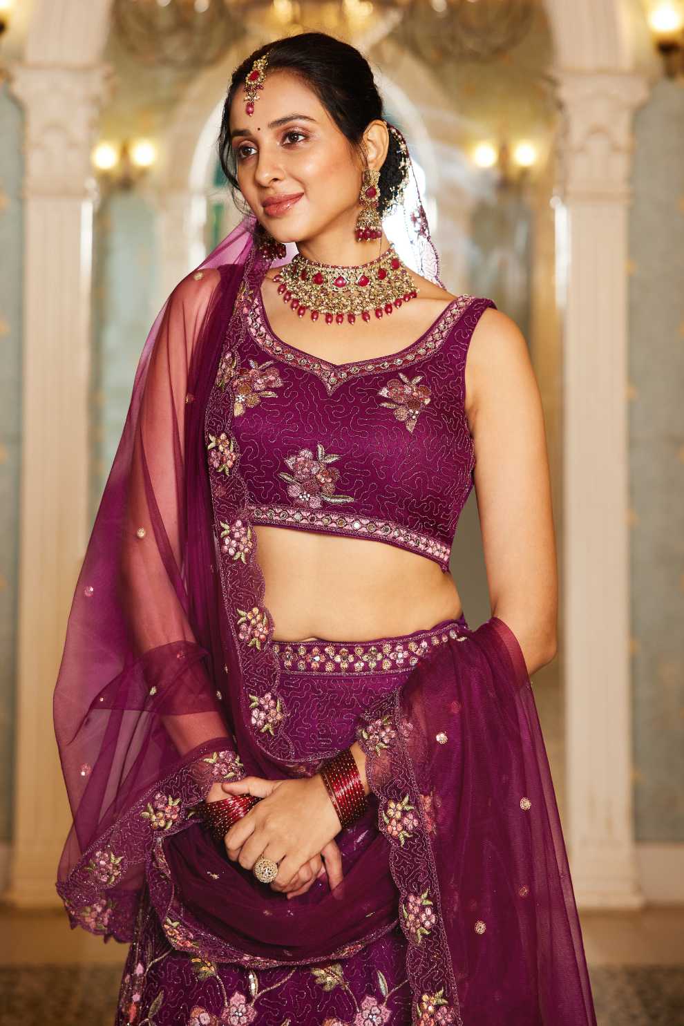 Traditional Net Lehenga Choli & Dupatta with Rich Coding