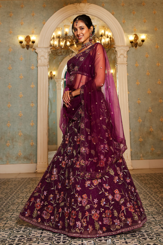 Traditional Net Lehenga Choli & Dupatta with Rich Coding