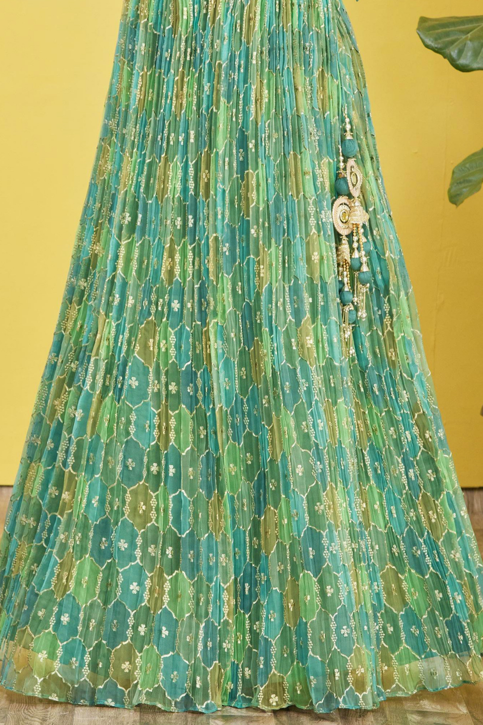 Vibrant Digital Printed Organza Lehenga Choli with Contemporary Flair