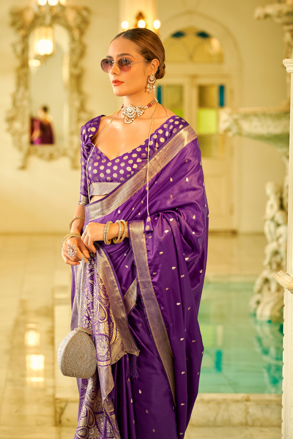 Pure Satin Handwoven Saree with Rich Zari Weaving - LaVante Fashion