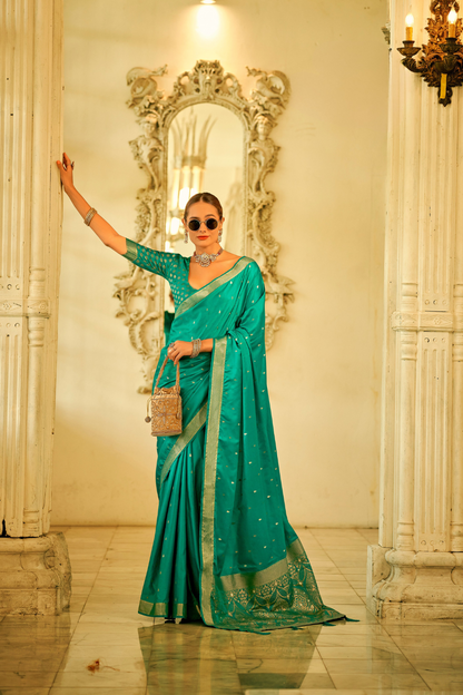 Pure Satin Handwoven Saree with Rich Zari Weaving - LaVante Fashion