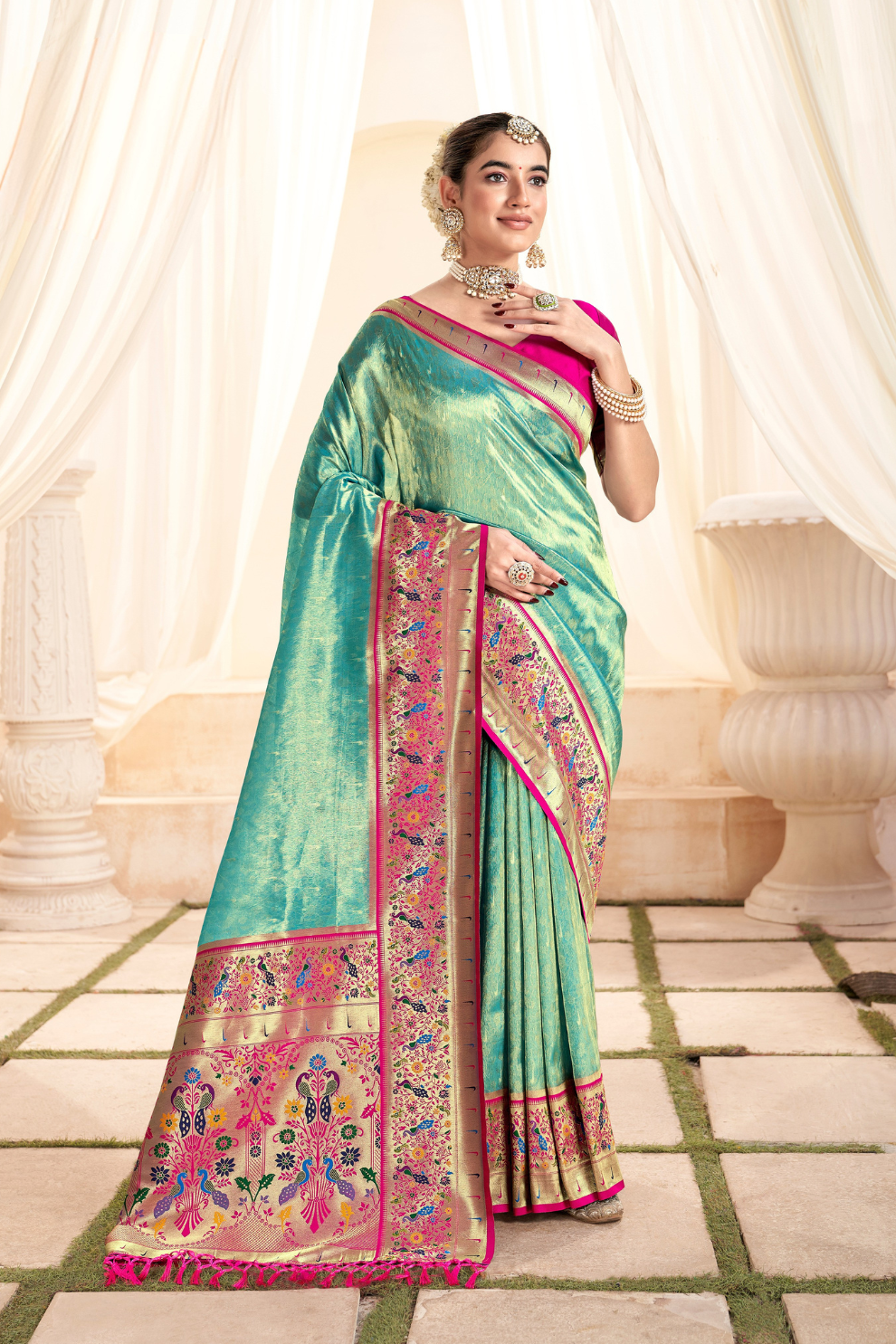 Heritage Paithani Tissue Silk with Traditional Zari Weaving - LaVante Fashion