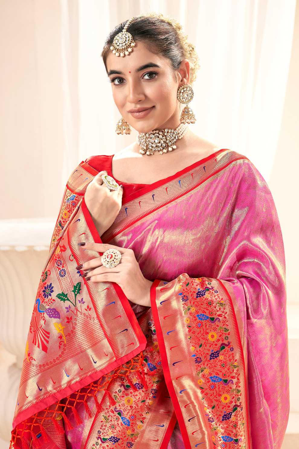 Heritage Paithani Tissue Silk with Traditional Zari Weaving - LaVante Fashion