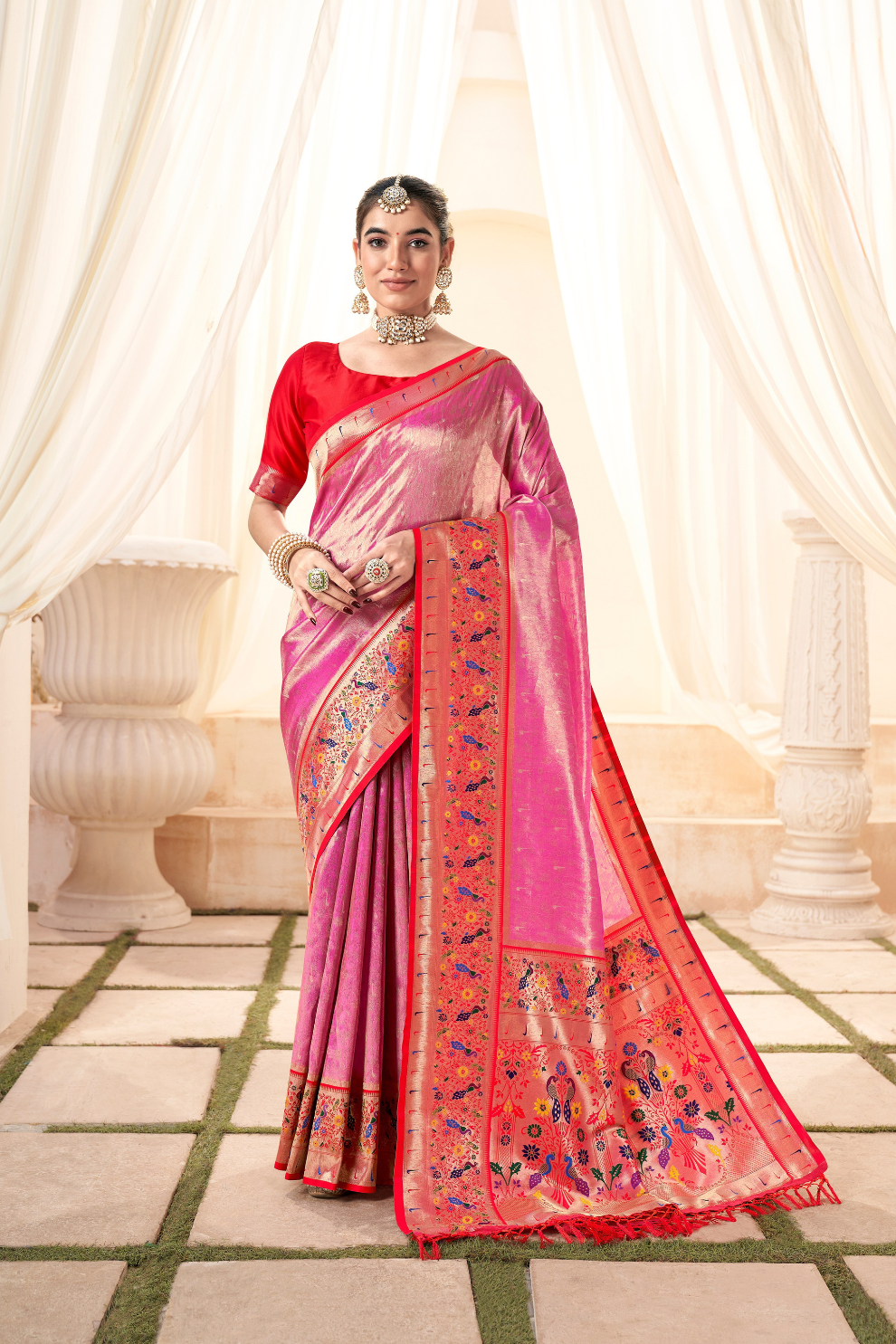 Heritage Paithani Tissue Silk with Traditional Zari Weaving - LaVante Fashion