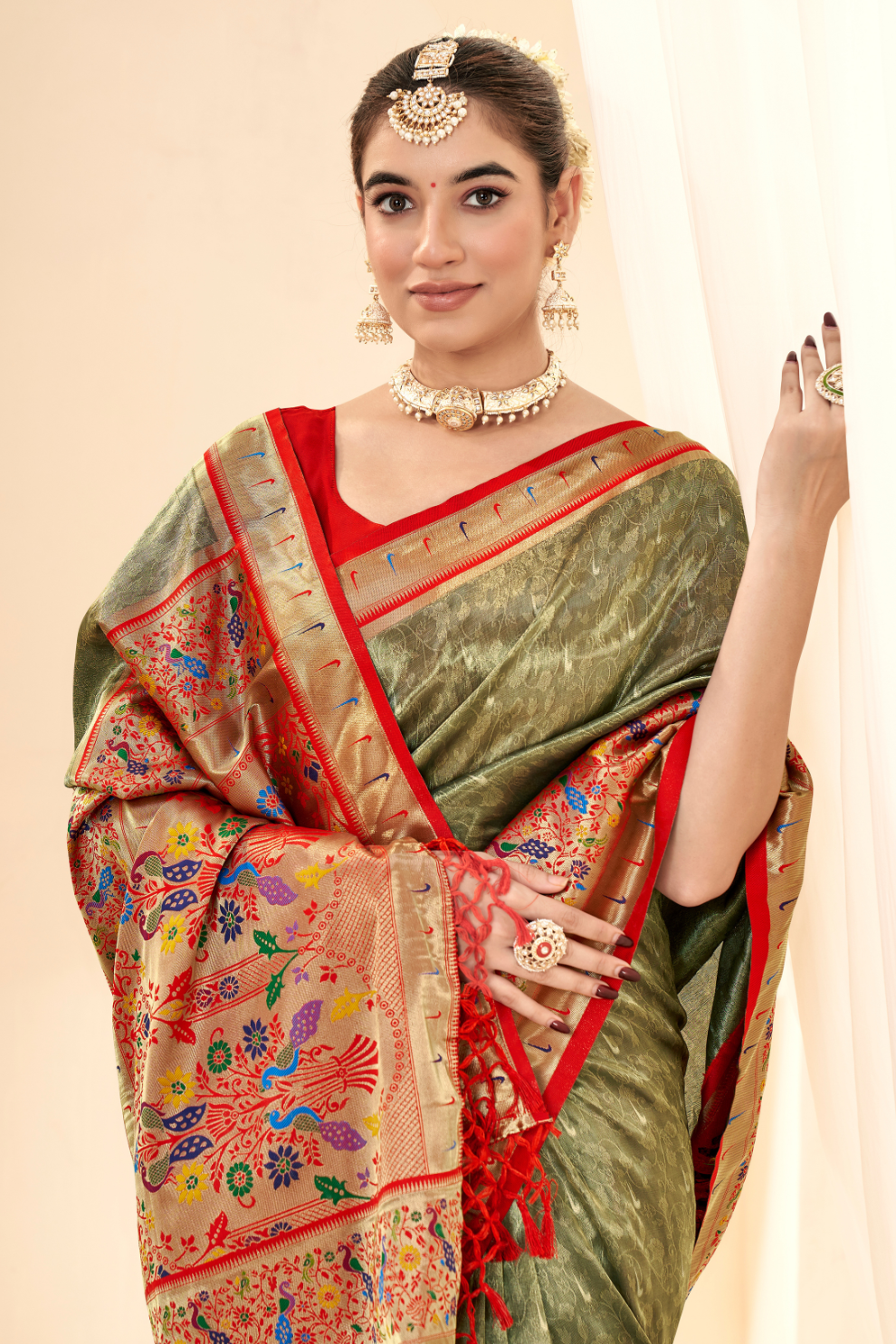 Heritage Paithani Tissue Silk with Traditional Zari Weaving - LaVante Fashion