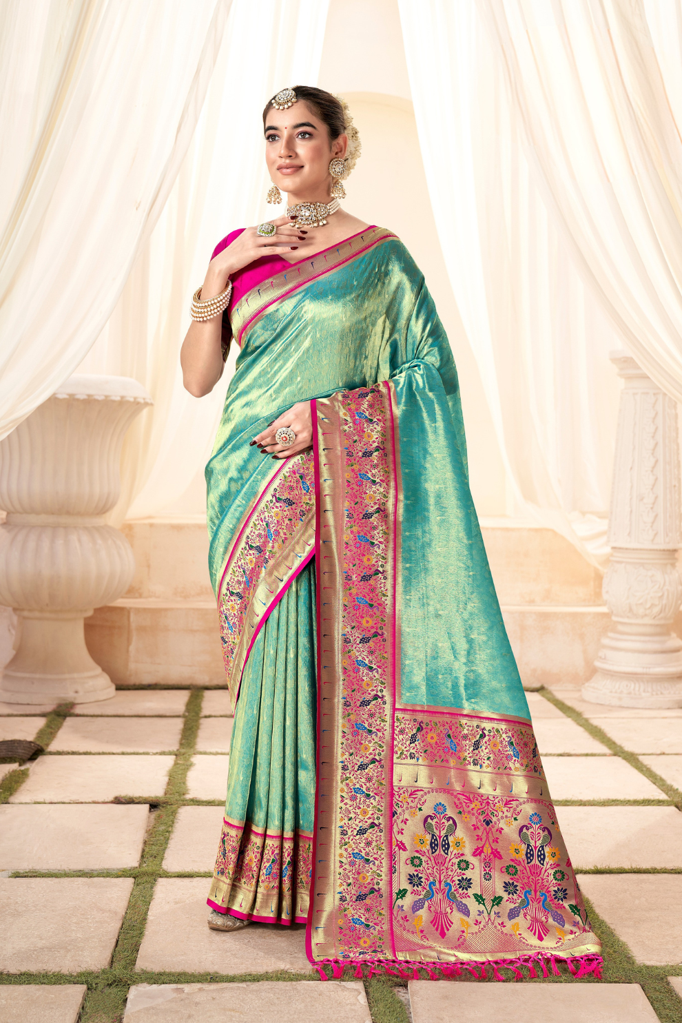 Heritage Paithani Tissue Silk with Traditional Zari Weaving - LaVante Fashion