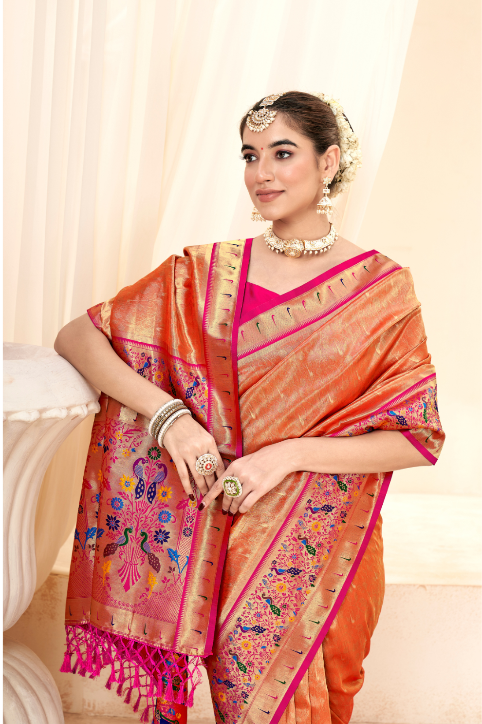 Heritage Paithani Tissue Silk with Traditional Zari Weaving - LaVante Fashion